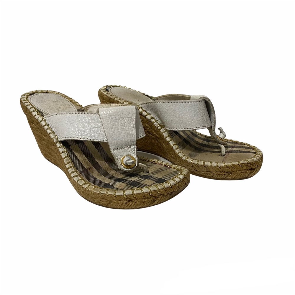 Burberry Nova Check Espadrille Wedge Thong Sandal - Picture 4 of 11